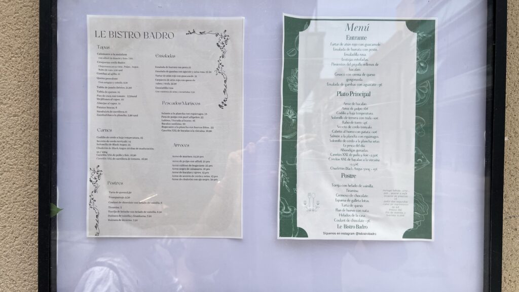 menú de le bistro badro