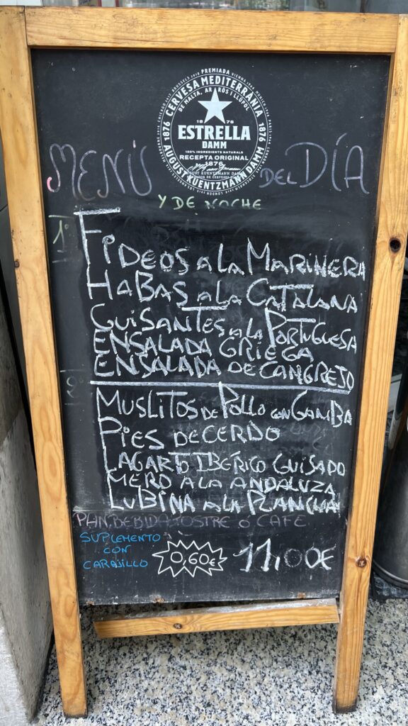 el Menú del día más barato de Barcelona.